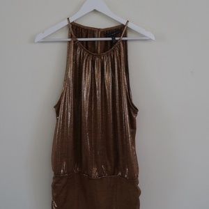 NWOT White House Black Market Sleeveless Metallic Copper Blouse XL